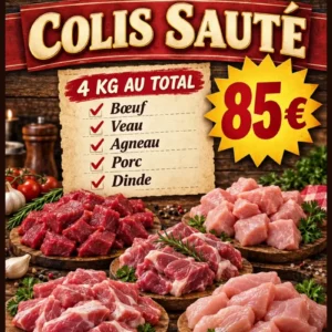 Colis Sauté à 85 € de la Boucherie OP : 4 kg de bœuf, veau, agneau, porc et dinde en morceaux